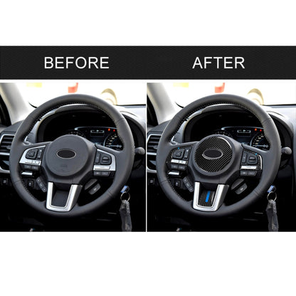 4 in 1 Car Carbon Fiber Blue Steering Wheel Button Decorative Sticker for Subaru Forester 2016-2018, Left and Right Drive Universal - Car Interior Mouldings by buy2fix | Online Shopping UK | buy2fix