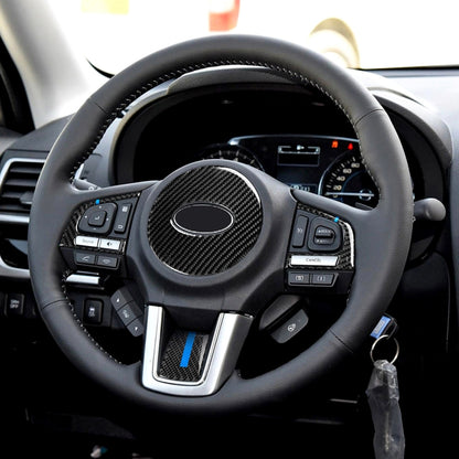 4 in 1 Car Carbon Fiber Blue Steering Wheel Button Decorative Sticker for Subaru Forester 2016-2018, Left and Right Drive Universal - Car Interior Mouldings by buy2fix | Online Shopping UK | buy2fix