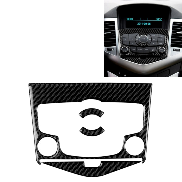 Car Carbon Fiber CD Panel Decorative Sticker for Chevrolet Cruze 2009-2015, Left and Right Drive Universal by buy2fix