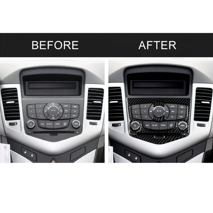 Car Carbon Fiber CD Panel Decorative Sticker for Chevrolet Cruze 2009-2015, Left and Right Drive Universal by buy2fix