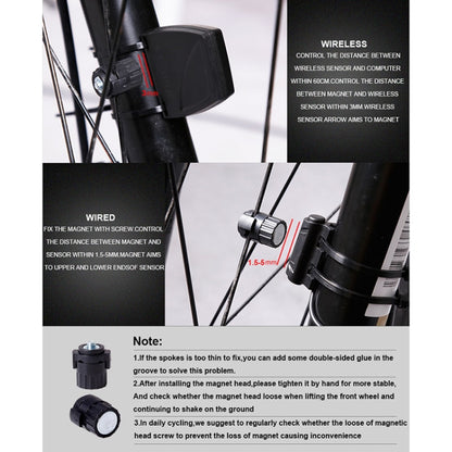 2.8 inch English Wireless Waterproof Cycle Computer LCD Odometer Speedometer with Extension Holder by buy2fix