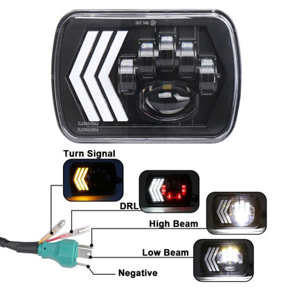 2 PCS 5X7 inch Car Modified Red Background LED Square Headlamp for Jeep Wrangler - Work Lights by buy2fix | Online Shopping UK | buy2fix