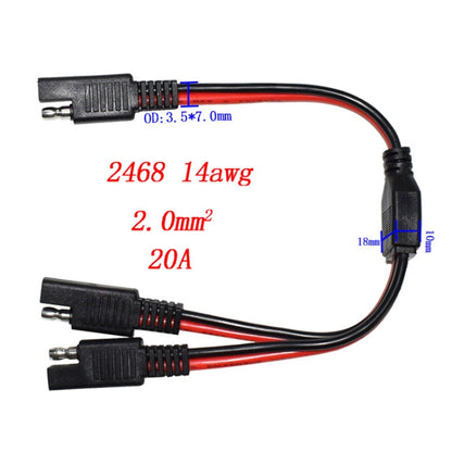 SAE One to Two Connection Cable Car Power Cord - DIY Cables by buy2fix | Online Shopping UK | buy2fix