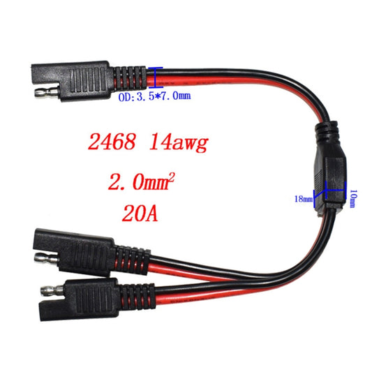 SAE One to Two Connection Cable Car Power Cord - DIY Cables by buy2fix | Online Shopping UK | buy2fix