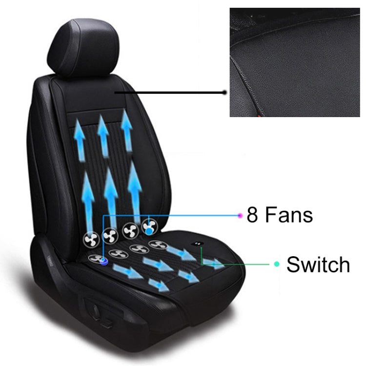 Car 12V Cushion Summer USB Breathable Ice Silk Seat Cover, Eight Fans + Ventilation and Refrigeration (Black) by buy2fix