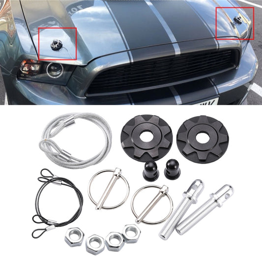 XH-6041 Car Universal Modified Aluminum Alloy Engine Hood Lock Cover(Black) - Locks & Hasps by buy2fix | Online Shopping UK | buy2fix