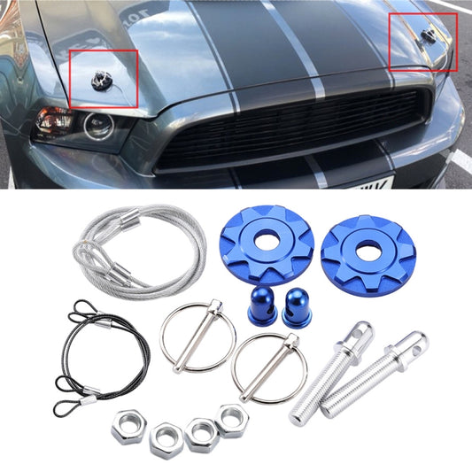 XH-6041 Car Universal Modified Aluminum Alloy Engine Hood Lock Cover(Blue) - Locks & Hasps by buy2fix | Online Shopping UK | buy2fix