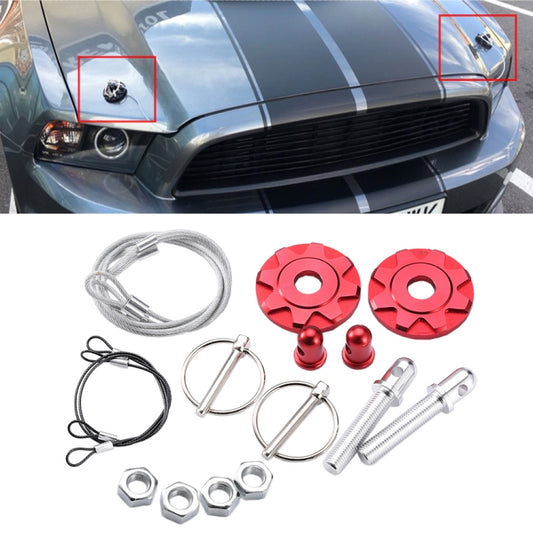 XH-6041 Car Universal Modified Aluminum Alloy Engine Hood Lock Cover(Red) - Locks & Hasps by buy2fix | Online Shopping UK | buy2fix