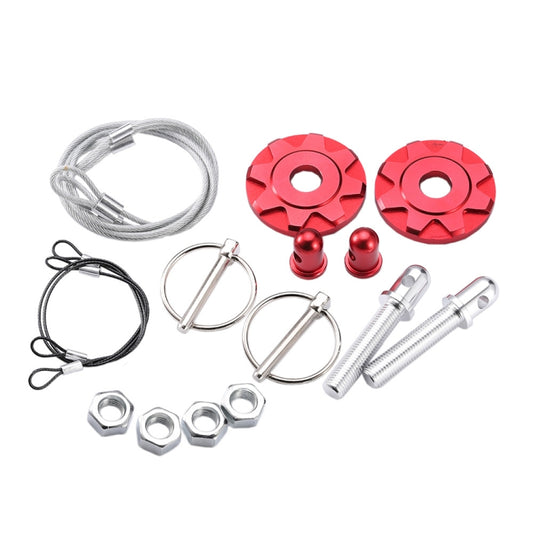 XH-6041 Car Universal Modified Aluminum Alloy Engine Hood Lock Cover(Red) - Locks & Hasps by buy2fix | Online Shopping UK | buy2fix