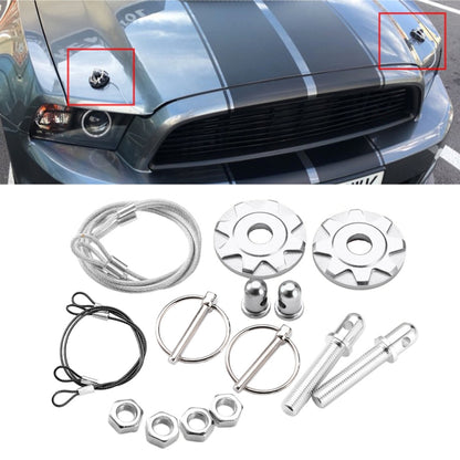 XH-6041 Car Universal Modified Aluminum Alloy Engine Hood Lock Cover(Silver) - Locks & Hasps by buy2fix | Online Shopping UK | buy2fix