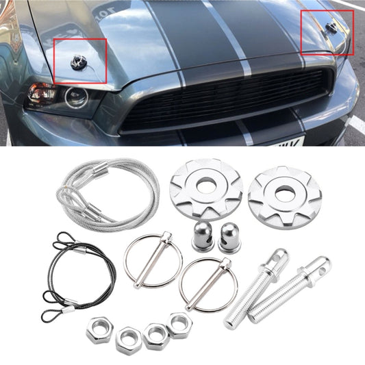 XH-6041 Car Universal Modified Aluminum Alloy Engine Hood Lock Cover(Silver) - Locks & Hasps by buy2fix | Online Shopping UK | buy2fix