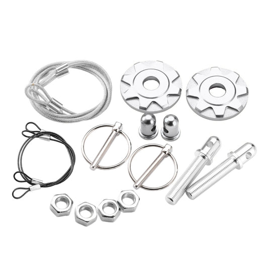 XH-6041 Car Universal Modified Aluminum Alloy Engine Hood Lock Cover(Silver) - Locks & Hasps by buy2fix | Online Shopping UK | buy2fix
