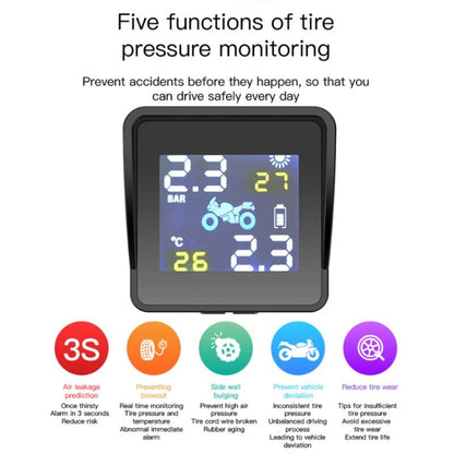 Universal Motorcycle Wireless High Precision Solar Energy TPMS Tire Pressure Alarm System External Tire Monitor by buy2fix