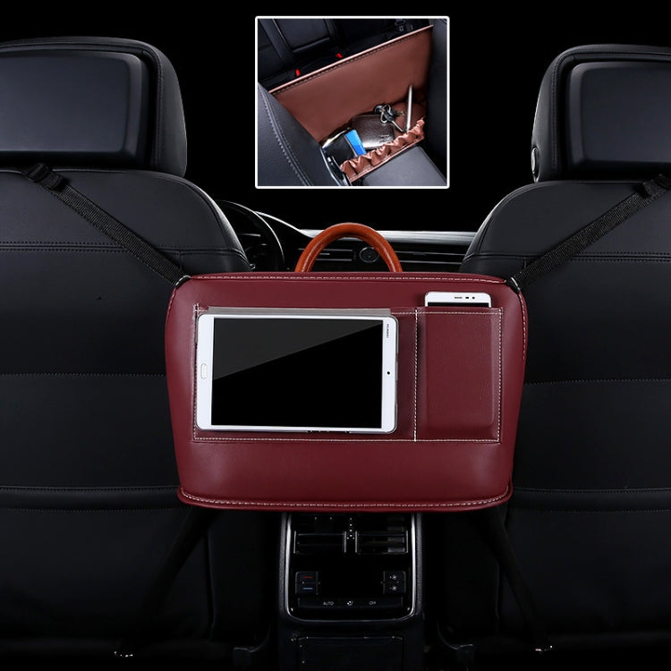 Car Front Seat Hanging Bag Mobile Phone Storage Bag (Wine Red) by buy2fix