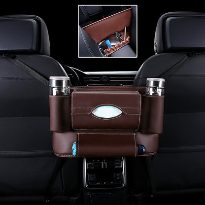 Car Front Seat Hanging Bag Paper Towel / Water Cup Storage Bag(Coffee) by buy2fix