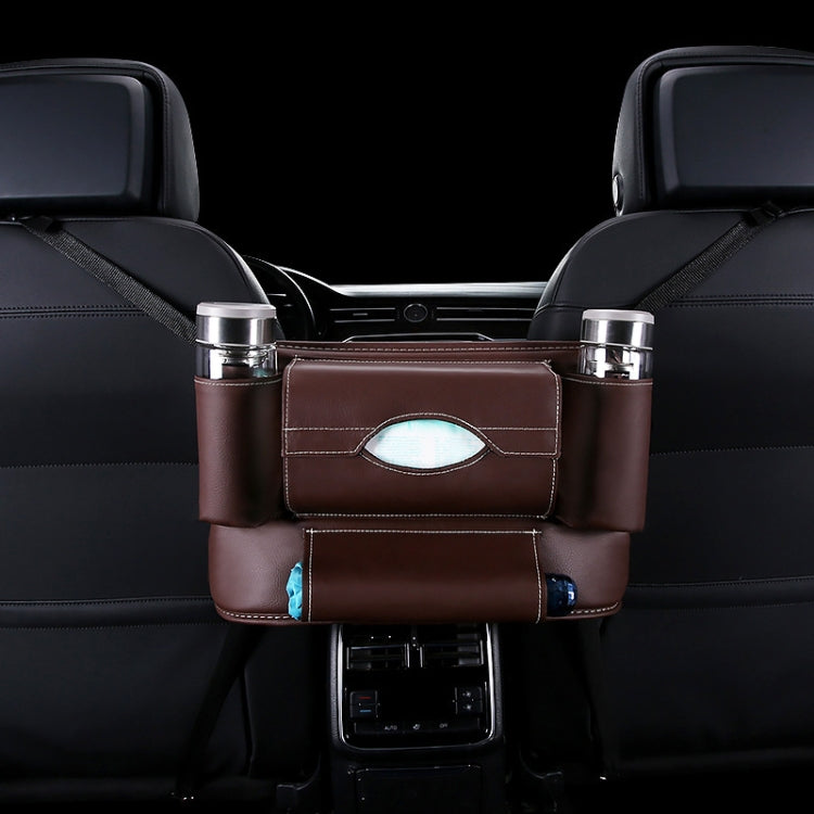 Car Front Seat Hanging Bag Paper Towel / Water Cup Storage Bag(Coffee) by buy2fix