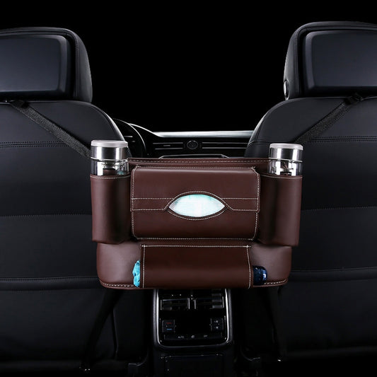 Car Front Seat Hanging Bag Paper Towel / Water Cup Storage Bag(Coffee) by buy2fix