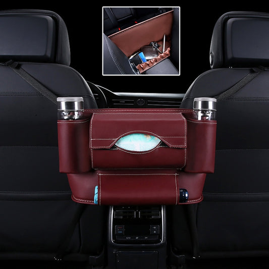 Car Front Seat Hanging Bag Paper Towel / Water Cup Storage Bag(Wine Red) by buy2fix