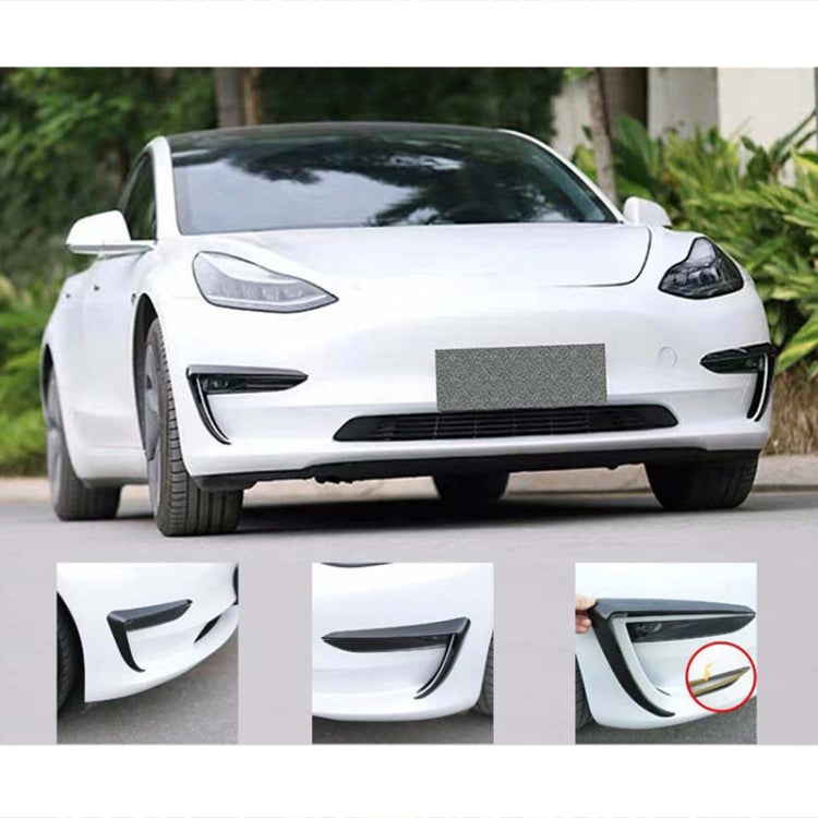 2 PCS Car Lamp Eyebrow Decorative Sticker Fog Lamp Frame for Tesla Model 3(Black) by buy2fix