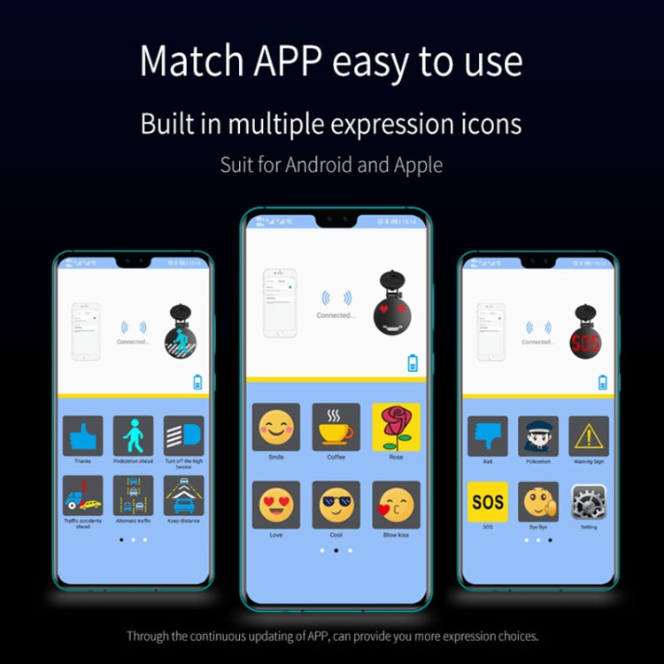 EM01 Car Bluetooth Intelligent LED Expression Sticker Emoticons APP Manual Control by buy2fix