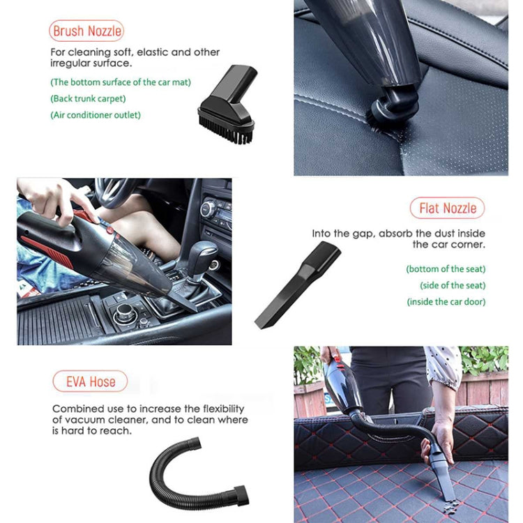 Car Wired Portable 120W Handheld Powerful Vacuum Cleaner with LED Light Cable Length: 5m(Black) by buy2fix