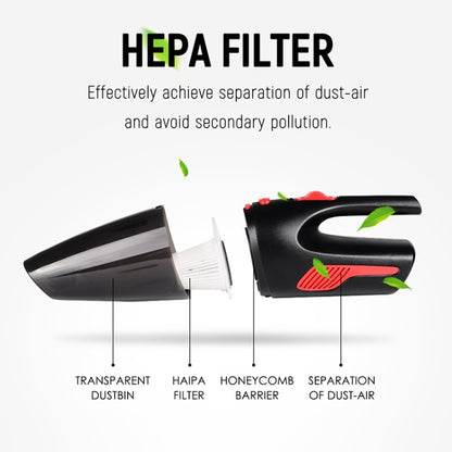 Car Wired Portable 120W Handheld Powerful Vacuum Cleaner with LED Light Cable Length: 5m(Black) by buy2fix