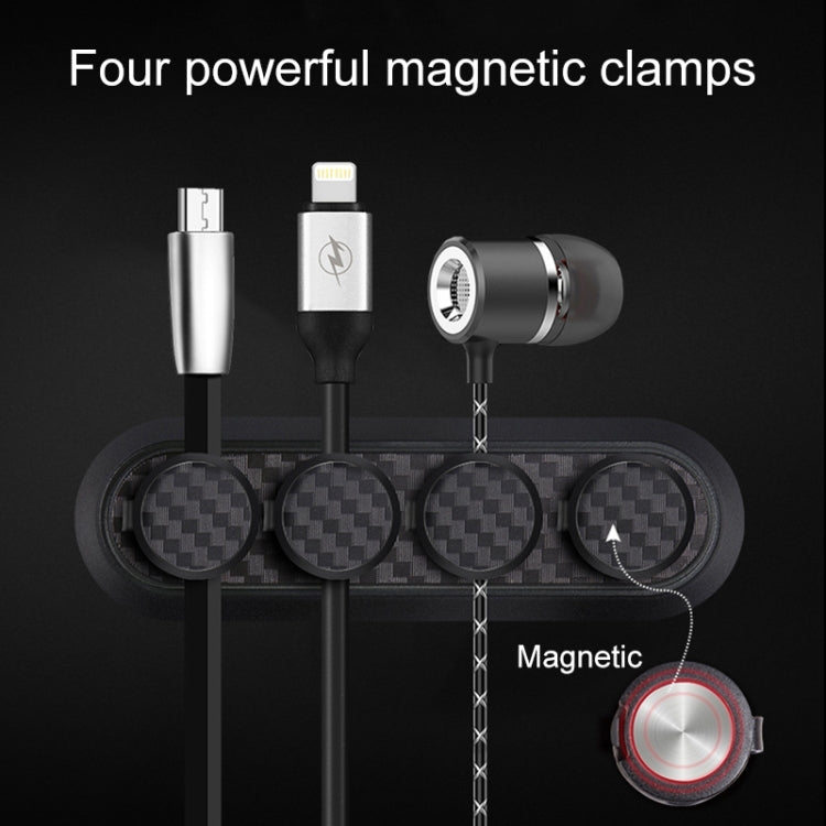 Car Carbon Fiber Magnetic Clamp Cable Storage Box Creative Desktop Hub Organizer by buy2fix