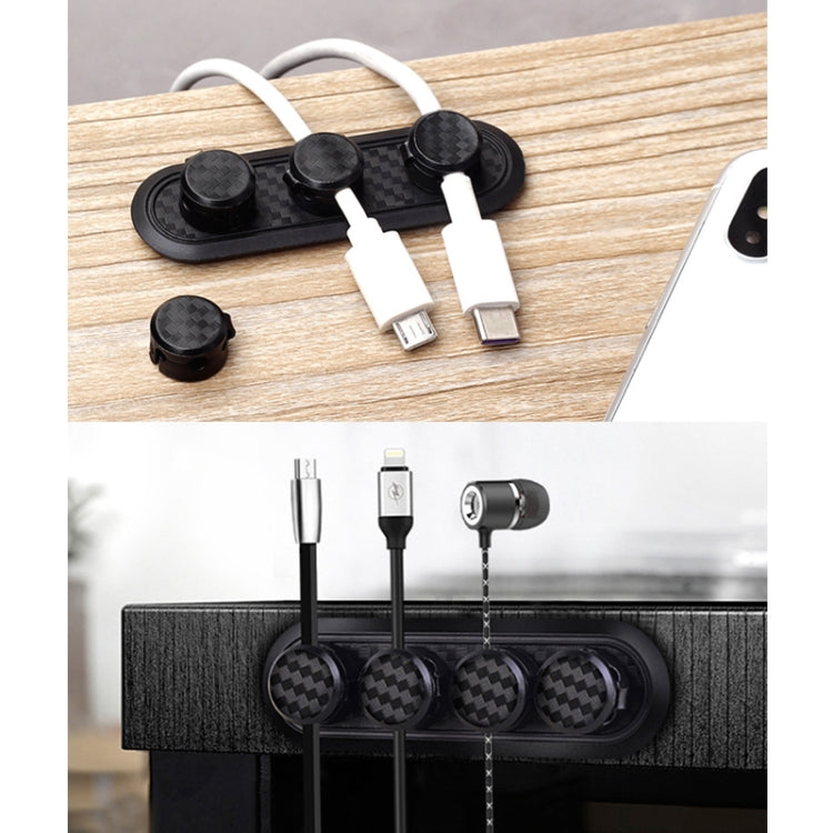 Car Carbon Fiber Magnetic Clamp Cable Storage Box Creative Desktop Hub Organizer by buy2fix
