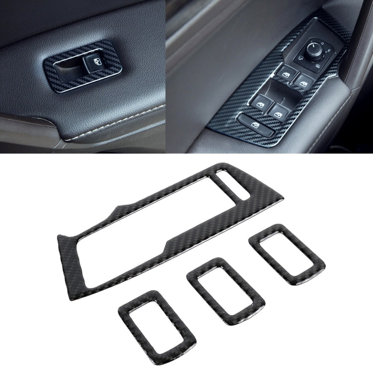 Car Carbon Fiber Window Glass Lifter Panel Decorative Sticker for Volkswagen Tiguan L 2019-2021 by buy2fix