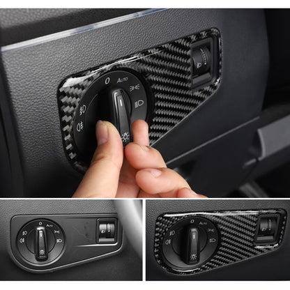 Car Carbon Fiber Headlight Switch Panel Decorative Sticker for Volkswagen Tiguan L 2019-2021, High Configuration by buy2fix