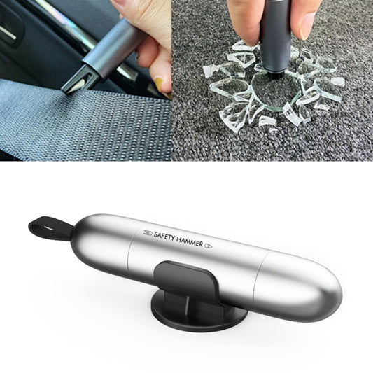 2 in 1 Car Multifunctional Safety Rescue Hammer Life Saving Escape Emergency Hammer Seat Belt Cutter Window Glass Breaker (Silver) by buy2fix