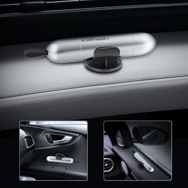 2 in 1 Car Multifunctional Safety Rescue Hammer Life Saving Escape Emergency Hammer Seat Belt Cutter Window Glass Breaker (Silver) by buy2fix