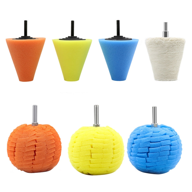 7 in 1 3 inch Car Polishing Disc Set Wheel Rim Polishing Waxing Sponge by buy2fix