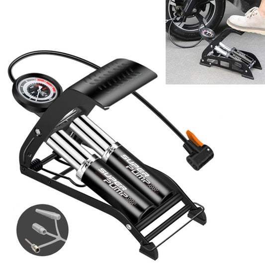 0903E Car / Motorcycle / Bicycle Portable High Pressure Double Pipe Inflatable Cylinder Pedal Air Pump - Inflatable Pump by buy2fix | Online Shopping UK | buy2fix
