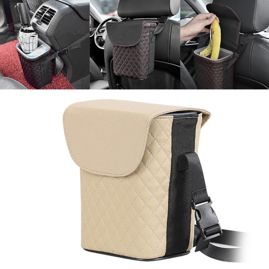 Car Back Seat Hook Garbage Can Car Storage Box (Beige) by buy2fix