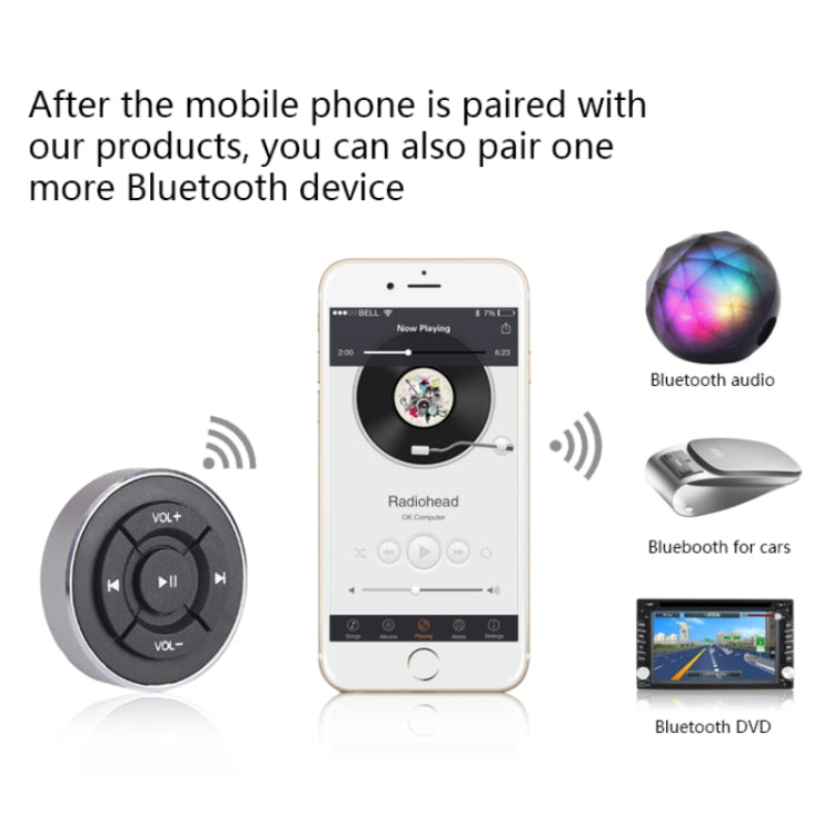 BT005 Car Wireless Bluetooth Controller Mobile Phone Multimedia Multi-functional Steering Wheel Remote Controller - Bluetooth Car Kits by buy2fix | Online Shopping UK | buy2fix