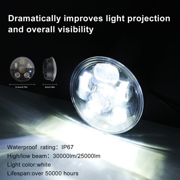 EagleVision DC9-30V 35W 6000K 4000LM 5.75 inch Round Motorcycle 6LEDs Headlight for Harley-Davidson by buy2fix