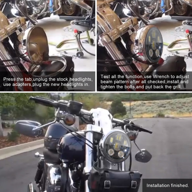 EagleVision DC9-30V 35W 6000K 4000LM 5.75 inch Round Motorcycle 6LEDs Headlight for Harley-Davidson by buy2fix