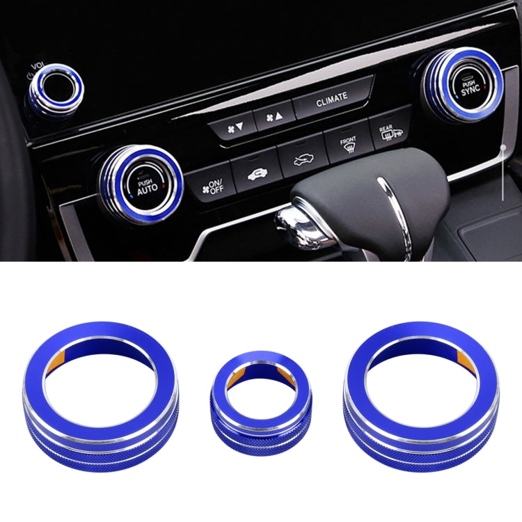 3 PCS Car Metal Air Conditioner Knob Case for Honda CR-V 2017(Blue) by buy2fix