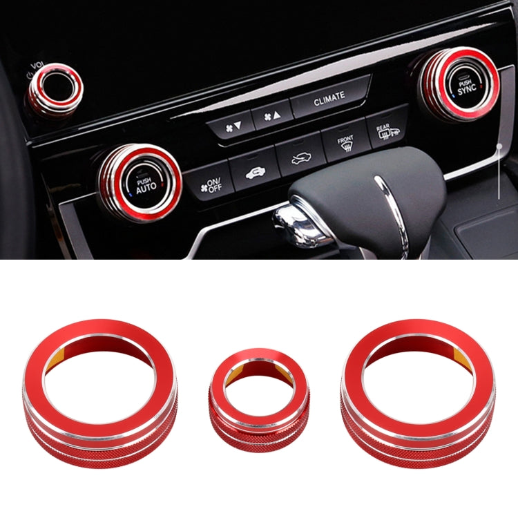 3 PCS Car Metal Air Conditioner Knob Case for Honda CR-V 2017(Red) by buy2fix