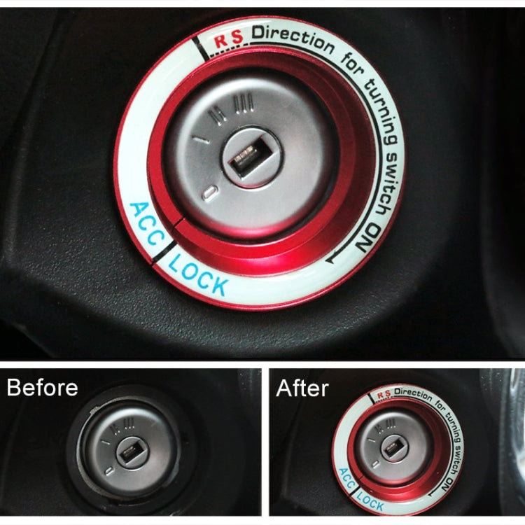 For Ford Fluorescent Aluminum Alloy Ignition Key Ring, Inside Diameter: 3.2cm (Red) by buy2fix