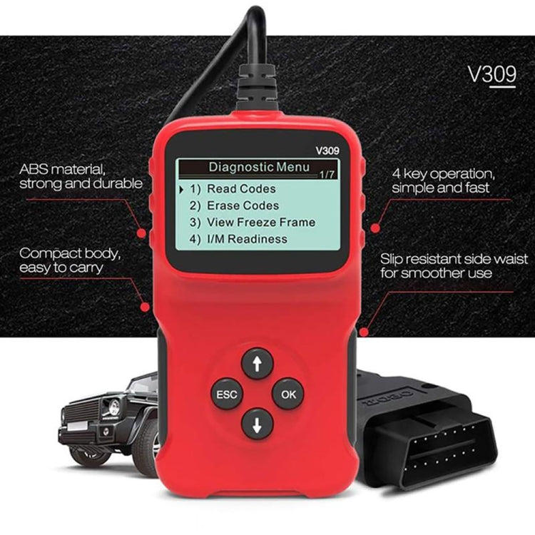 V309 Car Portable OBD2 Scanner Car Diagnostic Tool OBD 2 Automotive Scanner OBD Code Reader - Code Readers & Scan Tools by buy2fix | Online Shopping UK | buy2fix