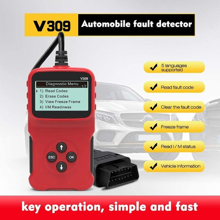 V309 Car Portable OBD2 Scanner Car Diagnostic Tool OBD 2 Automotive Scanner OBD Code Reader - Code Readers & Scan Tools by buy2fix | Online Shopping UK | buy2fix