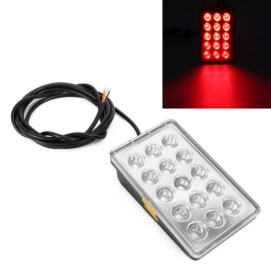 DC12V 1W Car Square Highlight Brake Lights Reversing Light with 15LEDs SMD-3528 (Transparent) - Brake Lights by buy2fix | Online Shopping UK | buy2fix
