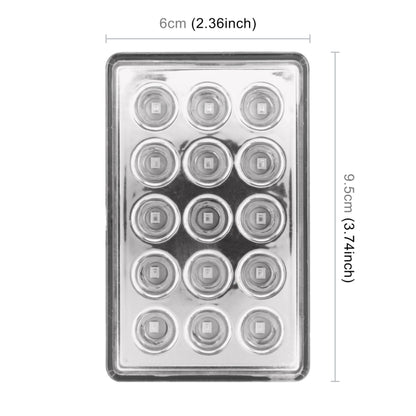 DC12V 1W Car Square Highlight Brake Lights Reversing Light with 15LEDs SMD-3528 (Transparent) - Brake Lights by buy2fix | Online Shopping UK | buy2fix