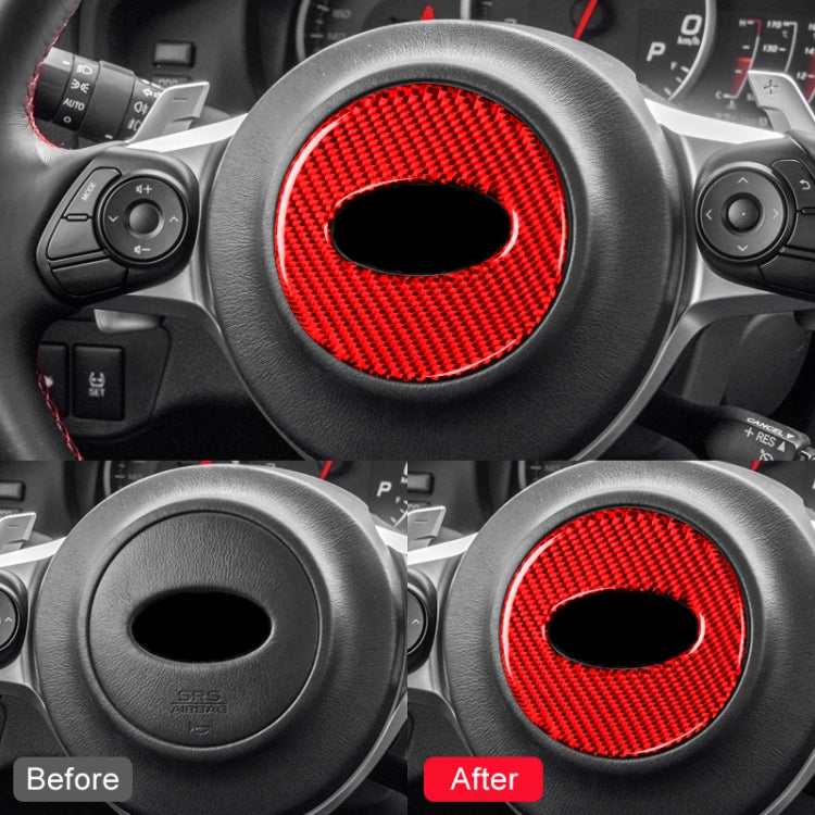 Car Carbon Fiber Steering Wheel Decorative Sticker for Subaru BRZ 2013-2017, Left and Right Drive Universal (Red) by buy2fix