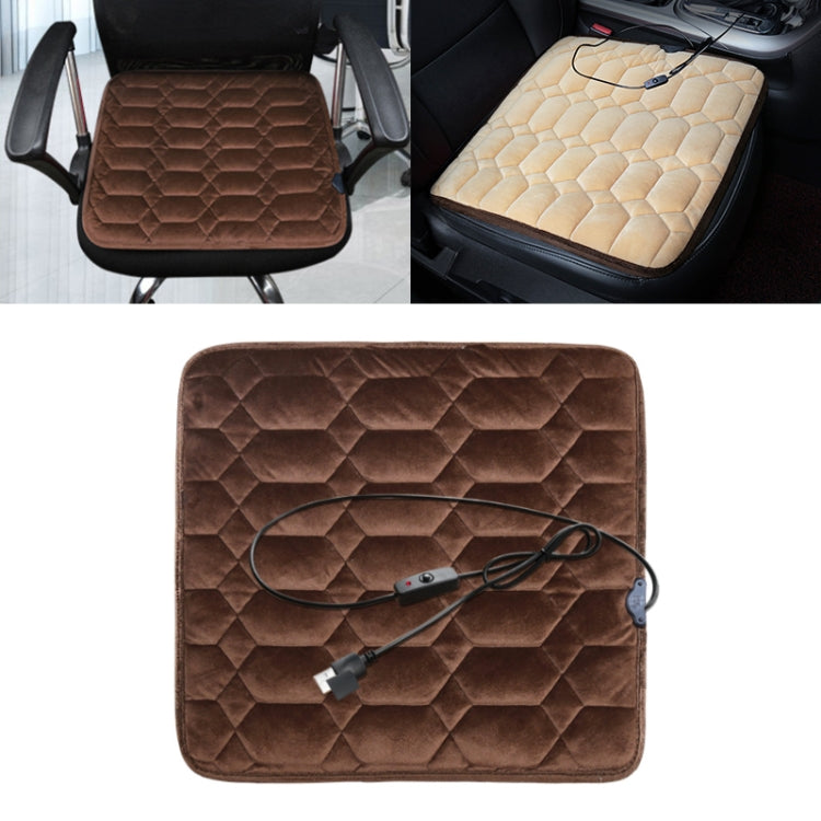Car USB Seat Heater Cushion Warmer Cover Winter Heated Warm Mat, Style: Square (Coffee) by buy2fix