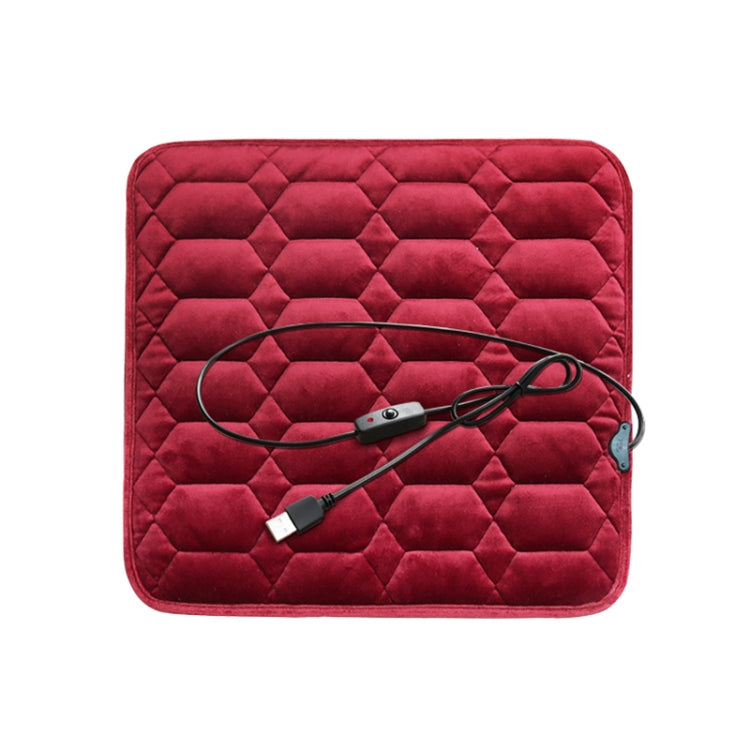 Car USB Seat Heater Cushion Warmer Cover Winter Heated Warm Mat, Style: Square (Red) by buy2fix