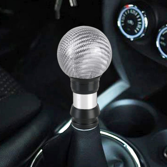 Universal Car Pressable Telescopic Carbon Fiber Gear Head Gear Shift Knob, Length: 9.5cm (Silver) by buy2fix