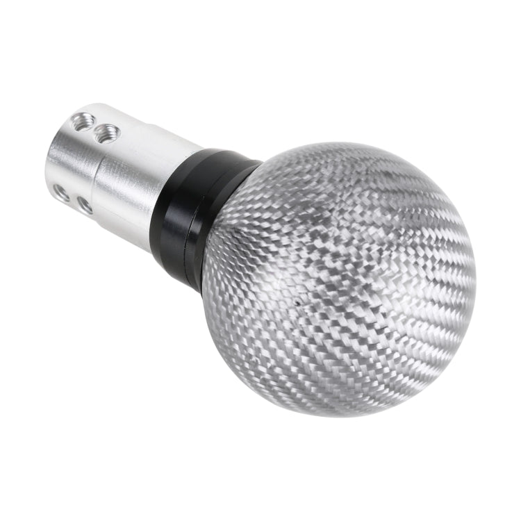 Universal Car Pressable Telescopic Carbon Fiber Gear Head Gear Shift Knob, Length: 9.5cm (Silver) by buy2fix